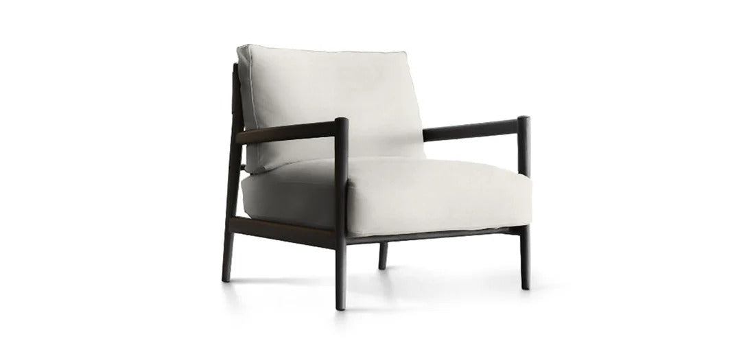 Modern armchair with white cushion on a white background