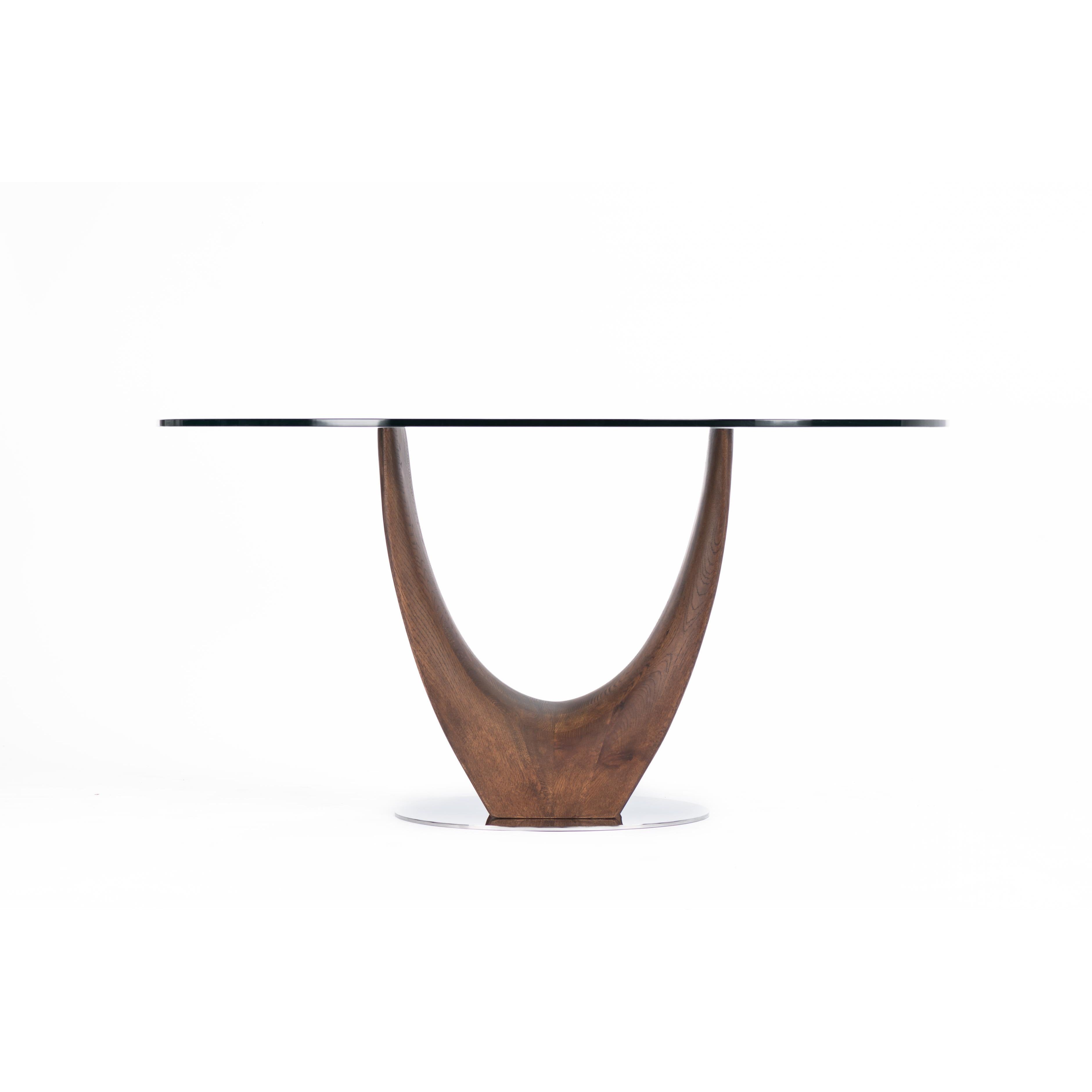 Single Round U-leg Dining Table