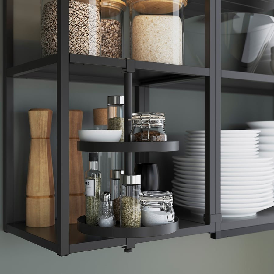 Wall fr w shelves, anthracite wall frame with 2 shelves