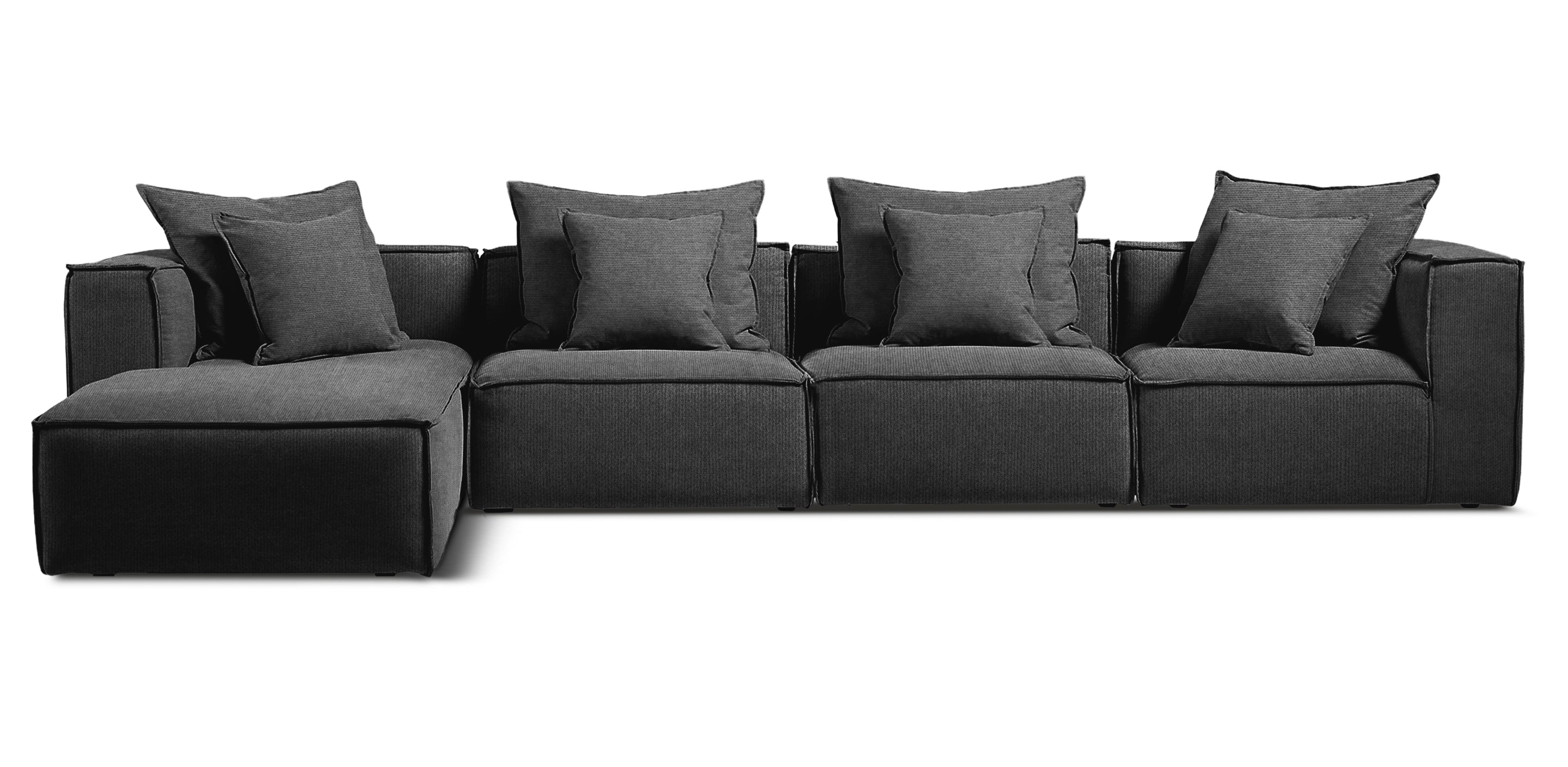 أريكة من الكتان الأبيض 340 على شكل حرف L