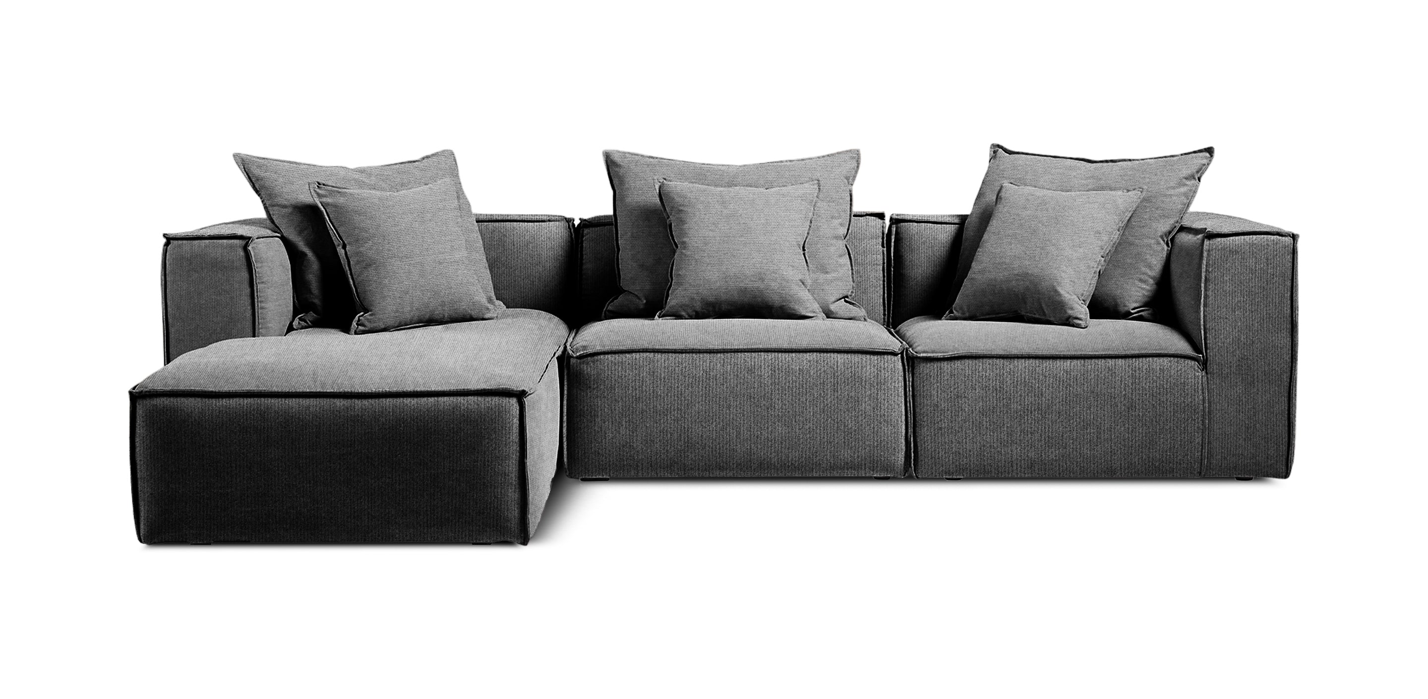 أريكة بيضاء من الكتان على شكل حرف L مقاس 265