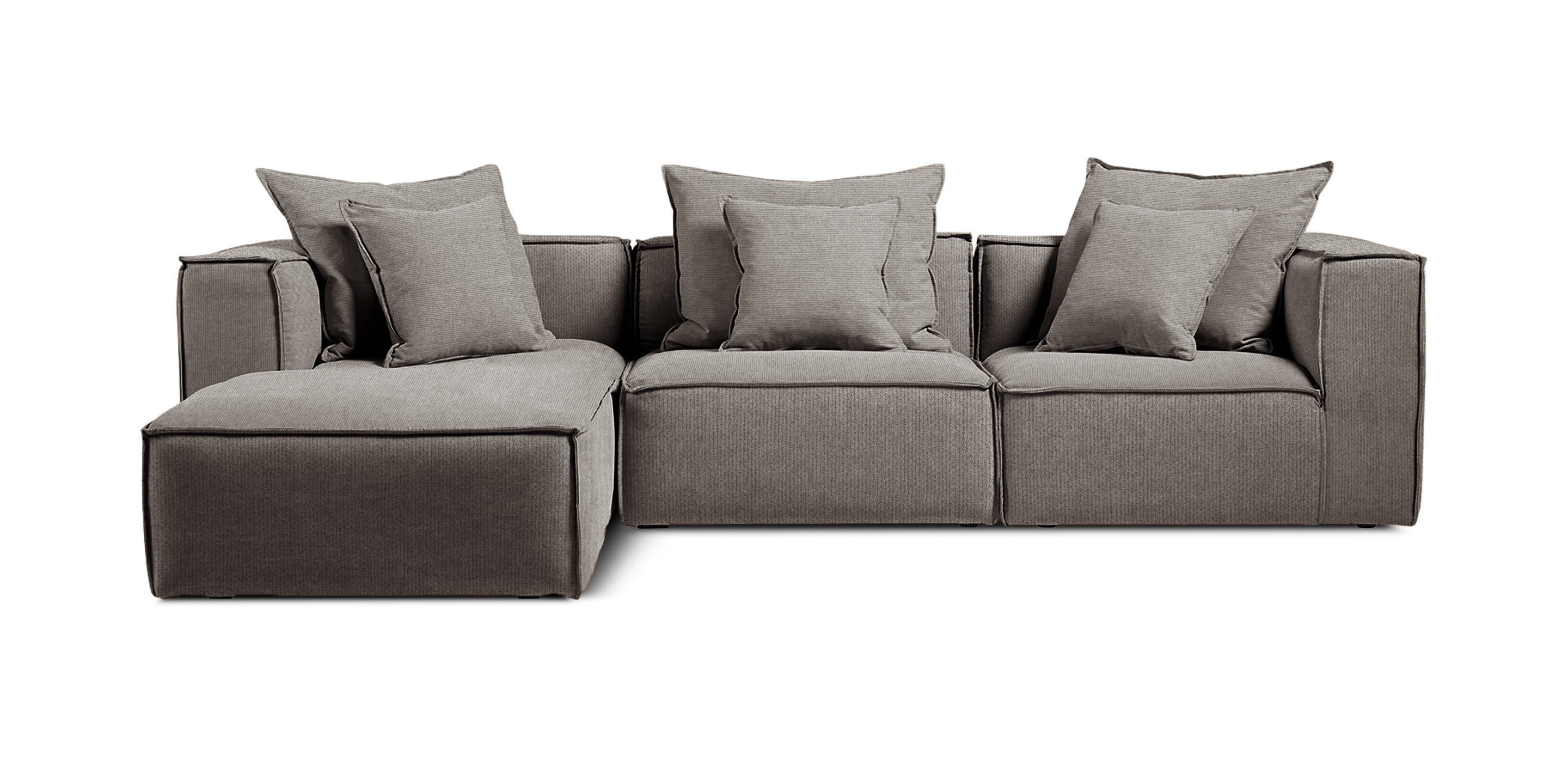 أريكة بيضاء من الكتان على شكل حرف L مقاس 265