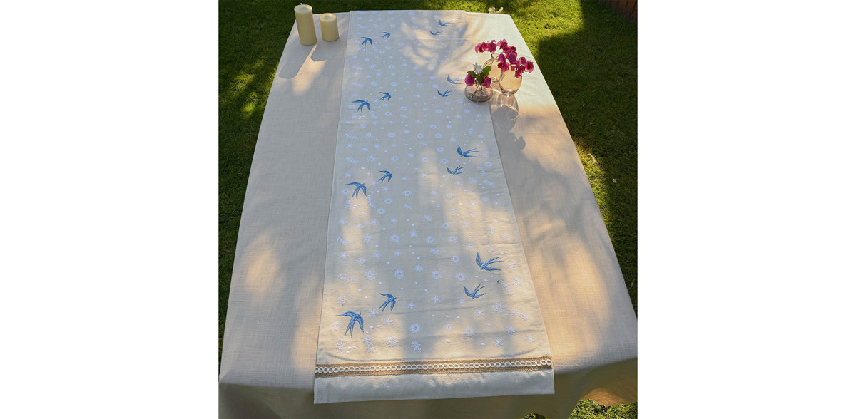 Birds & Flowers Table Runner