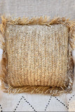 Square Raffia Cushion with Fringe