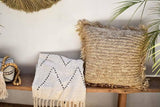 Square Raffia Cushion with Fringe