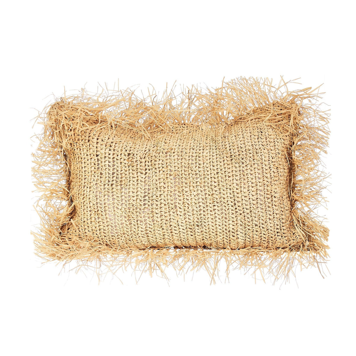 Rectangle Raffia Cushion with Fringe
