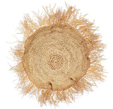 Round Raffia Cushion with Fringe