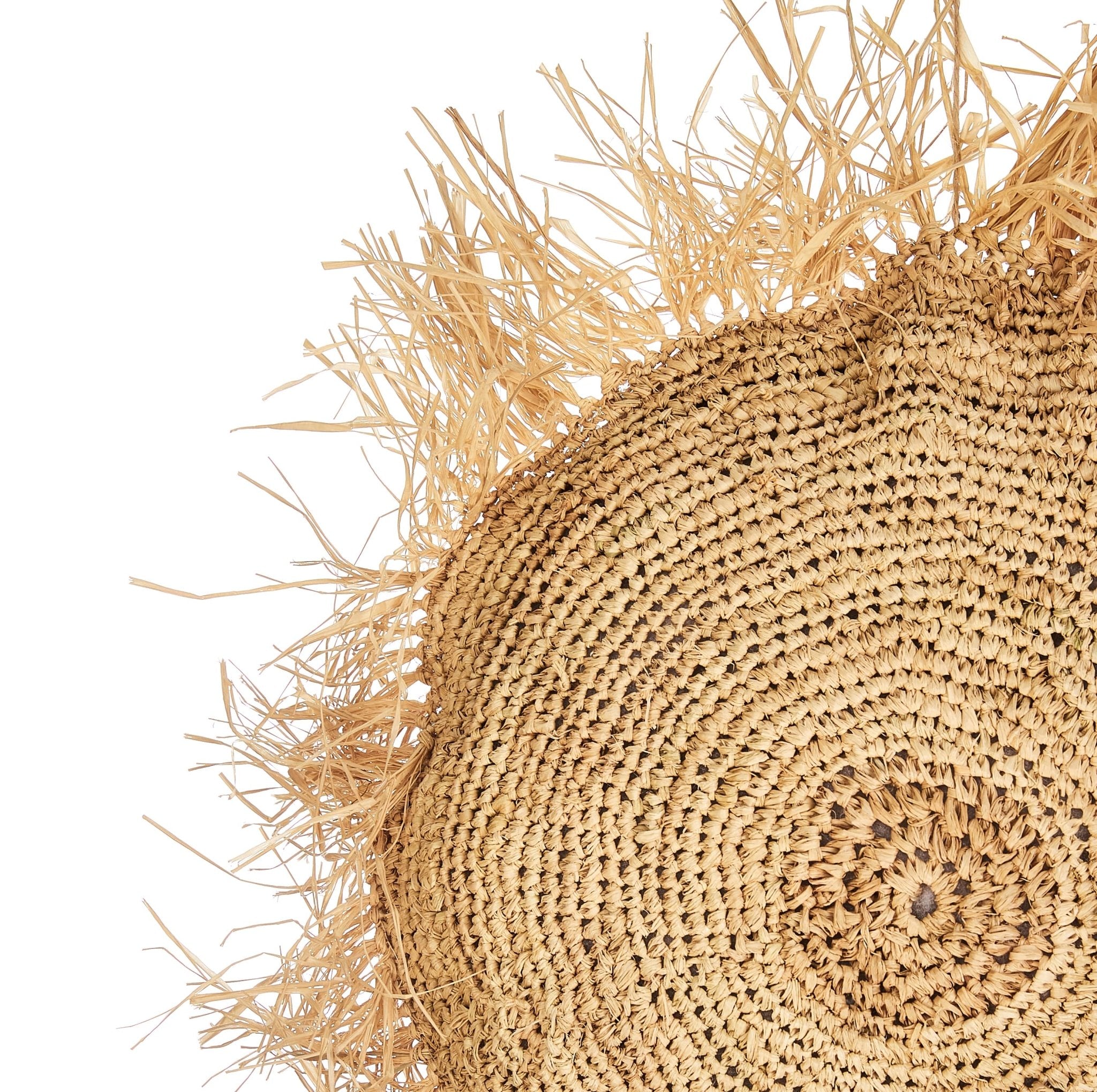 Round Raffia Cushion with Fringe
