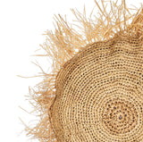 Round Raffia Cushion with Fringe